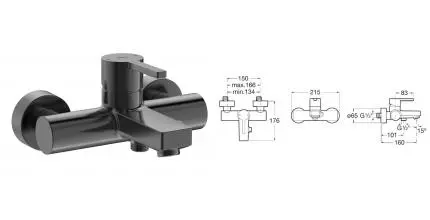 Смеситель для ванны «Roca» Naia 75A0296CN0 чёрный