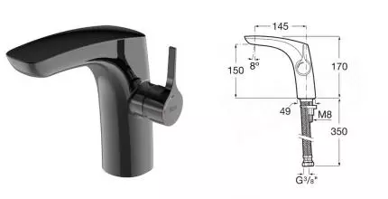 Смеситель для раковины «Roca» Insignia 75A3B3ACN0 чёрный