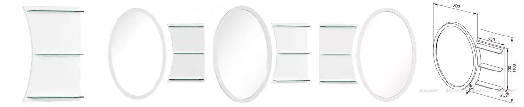 Панель с полками Опера 115 цв.белый (50см)(169630) · Опера, Aquanet, 00169630 