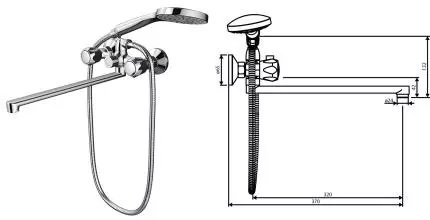 Смеситель для ванны «Dorff» Modern D7095000 хром