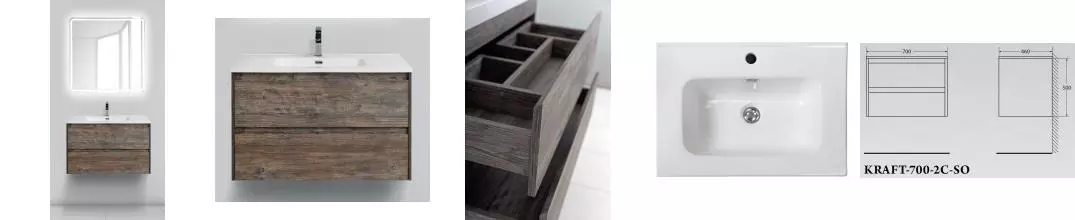 Мебель для ванной подвесная «Belbagno» Kraft 70 Pino Pasadena Мебель для ванной подвесная «Belbagno» Kraft 70 Pino Pasadena