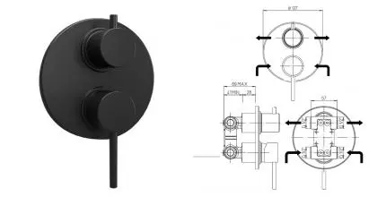 Смеситель для душа «Paini» Cox 78PZ6911 чёрный матовый