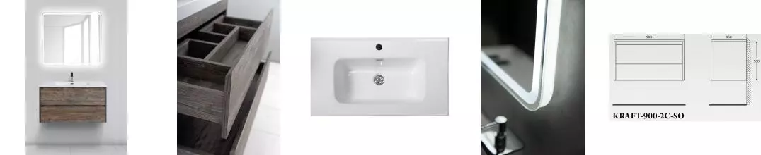 Мебель для ванной подвесная «Belbagno» Kraft 90 Pino Pasadena Мебель для ванной подвесная «Belbagno» Kraft 90 Pino Pasadena