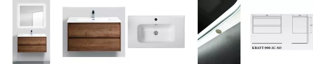 Мебель для ванной подвесная «Belbagno» Kraft 90 Rovere Tabacco