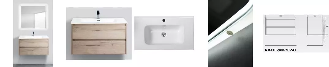 Мебель для ванной подвесная «Belbagno» Kraft 90 Rover Galifax Bianco