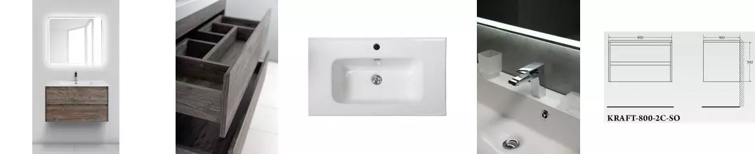 Мебель для ванной подвесная «Belbagno» Kraft 80 Pino Pasadena Мебель для ванной подвесная «Belbagno» Kraft 80 Pino Pasadena