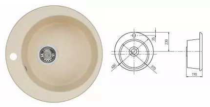 Мойка для кухни «Aquaton» Иверия 48/48 искусственный камень шампань Мойка для кухни «Aquaton» Иверия 48/48 искусственный камень шампань