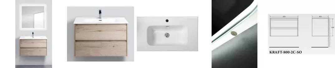 Мебель для ванной подвесная «Belbagno» Kraft 80 Rover Galifax Bianco