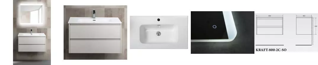 Мебель для ванной подвесная «Belbagno» Kraft 80 Bianco Opaco