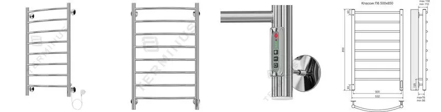 Электрический полотенцесушитель «Terminus» Классик П8 53/85 хром правый