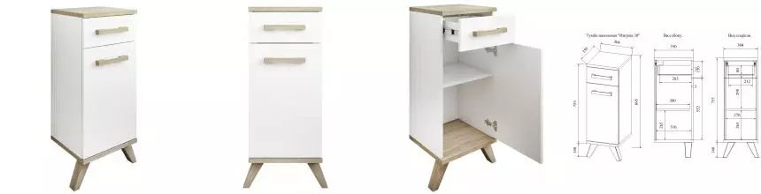 Тумба «Sanflor» Ингрид 30 белая/швейцарский вяз правая