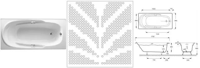 Ванна чугунная «Jacob Delafon» Adagio 170/80 E2910 без опор без сифона с отверстиями белая