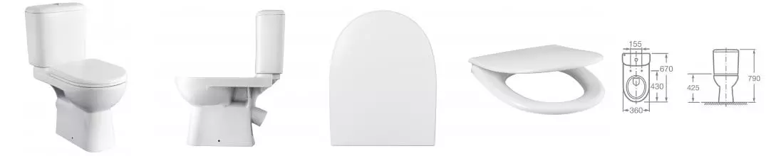 Унитаз компакт «Roca» Access 734P23900Y белый с сиденьем дюропласт с микролифтом белое