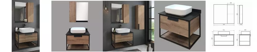 Мебель для ванной подвесная «Comforty» Кёльн 75 дуб тёмный