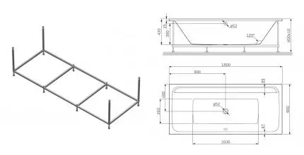 Каркас под ванну «Am.Pm» Inspire V2.0 W52A-180-080W-R 180/80 серый