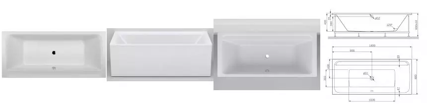 Ванна акриловая «Am.Pm» Inspire V2.0 180/80 без опор без сифона белая