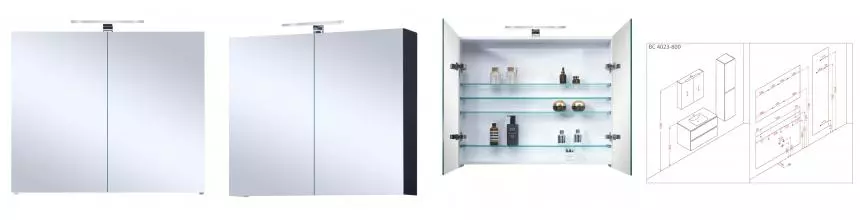 Зеркальный шкаф «Orans» BC-4023-800 с подсветкой чёрное матовое