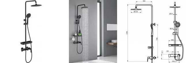 Душевая система «Orans» OLS-WX7003 чёрная Душевая система «Orans» OLS-WX7003 чёрная