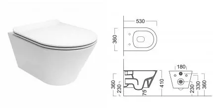 Подвесной унитаз безободковый «Kerama Marazzi» Plaza белый Подвесной унитаз безободковый «Kerama Marazzi» Plaza белый