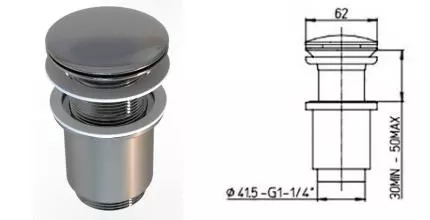 Донный клапан для раковины «Paini» 53CR945SSR с механизмом Клик-Клак хром