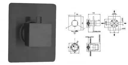 Дивертор «Paini» Dax-R 84PZ471 на 3 выхода чёрный матовый Дивертор «Paini» Dax-R 84PZ471 на 3 выхода чёрный матовый