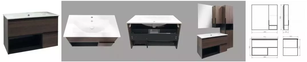 Тумба с раковиной «Comforty» Франкфурт 90 (Quadro 90) подвесная дуб шоколадно-коричневый/чёрная Тумба с раковиной «Comforty» Франкфурт 90 (Quadro 90) подвесная дуб шоколадно-коричневый/чёрная