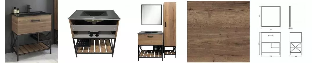 Тумба с раковиной «Comforty» Бредфорд 75 (Comforty 75E чёрная матовая) дуб тёмный Тумба с раковиной «Comforty» Бредфорд 75 (Comforty 75E чёрная матовая) дуб тёмный