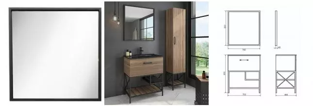 Зеркало «Comforty» Бредфорд 75 без света чёрное Зеркало «Comforty» Бредфорд 75 без света чёрное
