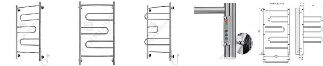 Электрический полотенцесушитель «Terminus» Твист П5 53/95 хром правый