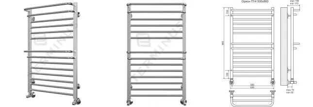 Водяной полотенцесушитель «Terminus» Орион П14 53/86 хром