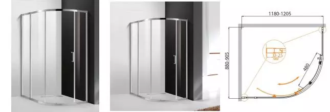 Душевой угол-ограждение «Cezares» MOLVENO-RH-1-120/90-C-Cr-IV 120/90 прозрачный/хром без поддона универсальный Душевой угол-ограждение «Cezares» MOLVENO-RH-1-120/90-C-Cr-IV 120/90 прозрачный/хром без поддона универсальный