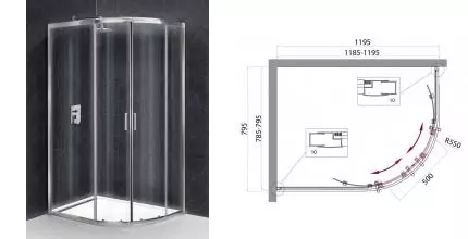 Душевой угол-ограждение «Belbagno» UNO-195-RH-2-120/80-C-Cr прозрачный/хром без поддона универсальный