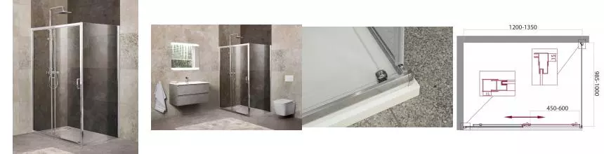 Душевой угол-ограждение «Belbagno» UNIQUE-AH-1-120/135-100-C-Cr прозрачный/хром без поддона универсальный Душевой угол-ограждение «Belbagno» UNIQUE-AH-1-120/135-100-C-Cr прозрачный/хром без поддона универсальный