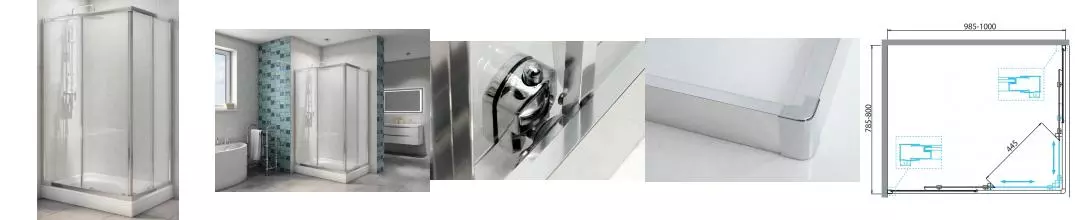 Душевой угол-ограждение «Belbagno» DUE-AH-2-100/80-C-Cr 100/80 прозрачный/хром прямоугольный без поддона универсальный Душевой угол-ограждение «Belbagno» DUE-AH-2-100/80-C-Cr 100/80 прозрачный/хром прямоугольный без поддона универсальный