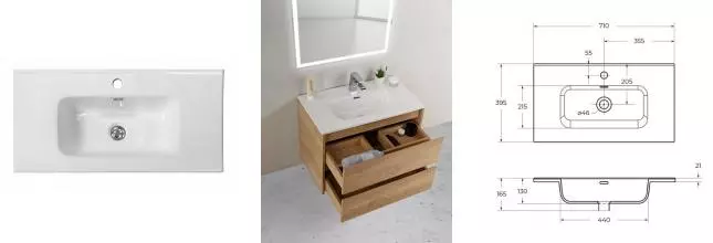 Раковина «Belbagno» 70/39 BB700/390ETL фаянсовая белая Раковина «Belbagno» 70/39 BB700/390ETL фаянсовая белая