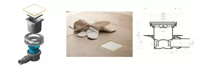 Трап для душа «Pestan» Confluo Standard 1 13000156 боковой выпуск White Glass/Gold 