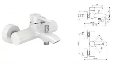 Смеситель для ванны «Ideal Standard» Kolva BC675U5 белый/хром