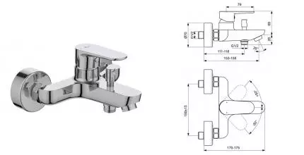 Смеситель для ванны «Ideal Standard» Cerafine O BC500AA хром