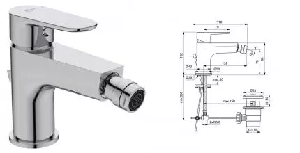 Смеситель для биде «Ideal Standard» Cerafine O BC498AA с донным клапаном хром