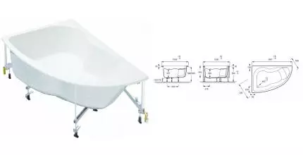 Ванна акриловая «Jacob Delafon» MicroMega Easy 150/100 с ножками без сифона белая левая Ванна акриловая «Jacob Delafon» MicroMega Easy 150/100 с ножками без сифона белая левая