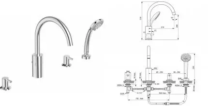 Смеситель на борт ванны «Ideal Standard» Ceraline BC198AA хром