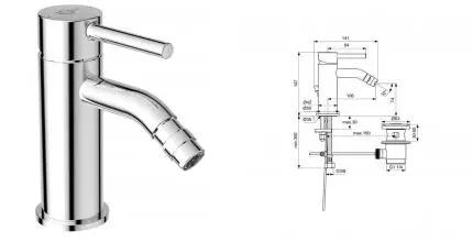 Смеситель для биде «Ideal Standard» Ceraline BC197AA с донным клапаном хром