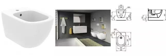 Подвесное биде «Ideal Standard» Tesi T3552V1 белое Подвесное биде «Ideal Standard» Tesi T3552V1 белое