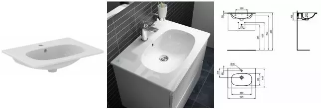 Раковина «Ideal Standard» Tesi Vanity 62/45 T3510V1 фарфоровая белая