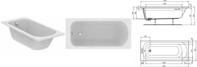 Ванна акриловая «Ideal Standard» Simplicity 170/70 без опор без сифона белая