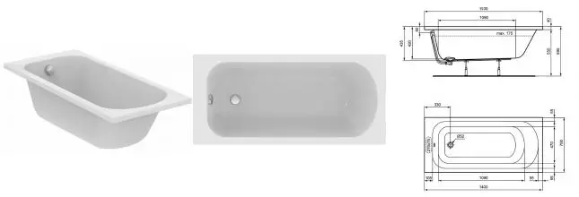 Ванна акриловая «Ideal Standard» Simplicity 150/70 без опор без сифона белая