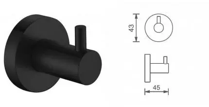 Крючок «Aquanet» 4582MB на стену чёрный матовый