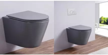 Подвесной унитаз безободковый «Esbano» Clavel серый матовый с сиденьем дюропласт с микролифтом серое