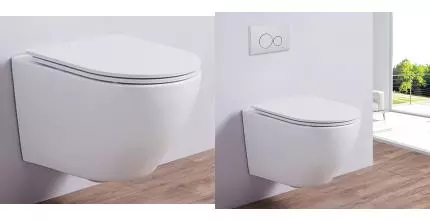 Подвесной унитаз безободковый «Esbano» Azalea белый с сиденьем с микролифтом белое