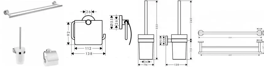 Набор аксессуаров «Hansgrohe» Logis Universal 3-в-1 41727000 на стену хром Набор аксессуаров «Hansgrohe» Logis Universal 3-в-1 41727000 на стену хром